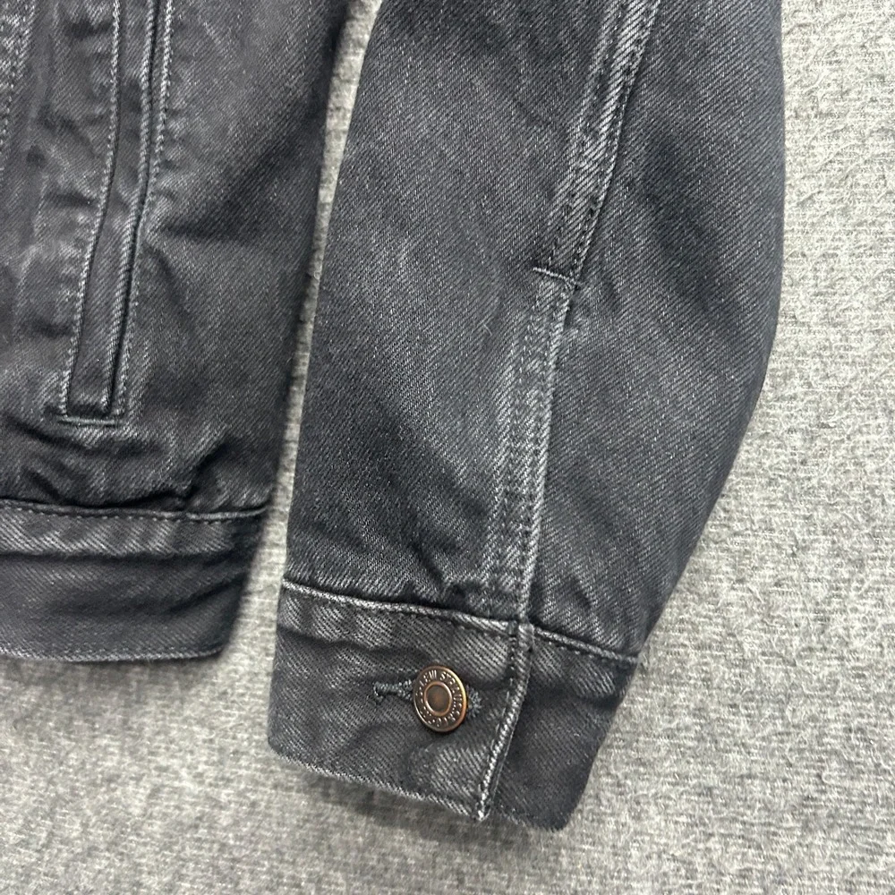 Levis Trucker Jacket Small Mens Sherpa Lined Cotton Denim Button Up‎ Coat Black